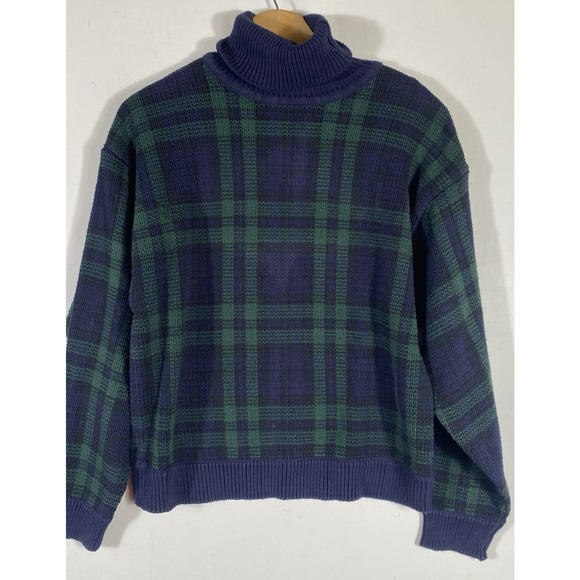 Charter Club Sweater Turtleneck Black Watch Plaid Old Money Preppy Womens Medium - Picture 4 of 9